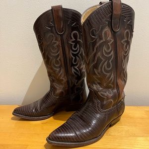 Ladies Genuine Leather Dark Brown Cowboy Boots - Size 5